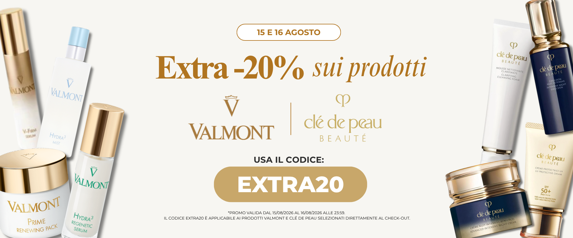Extra 20% sui prodotti Valmont e Clé de Peau