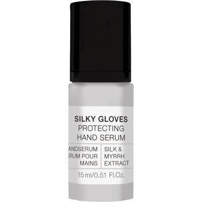 Silky gloves protecting hand serum