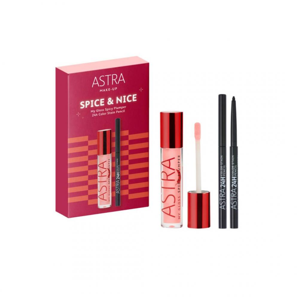 Duo labbra glossy + matita occhi nero profondo