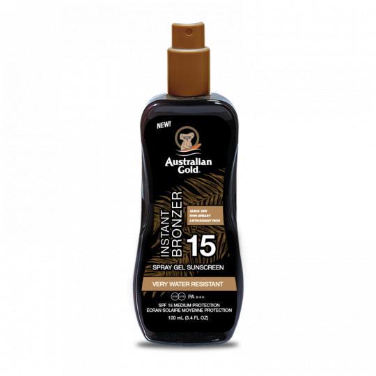 Spray gel con bronzer spf 15