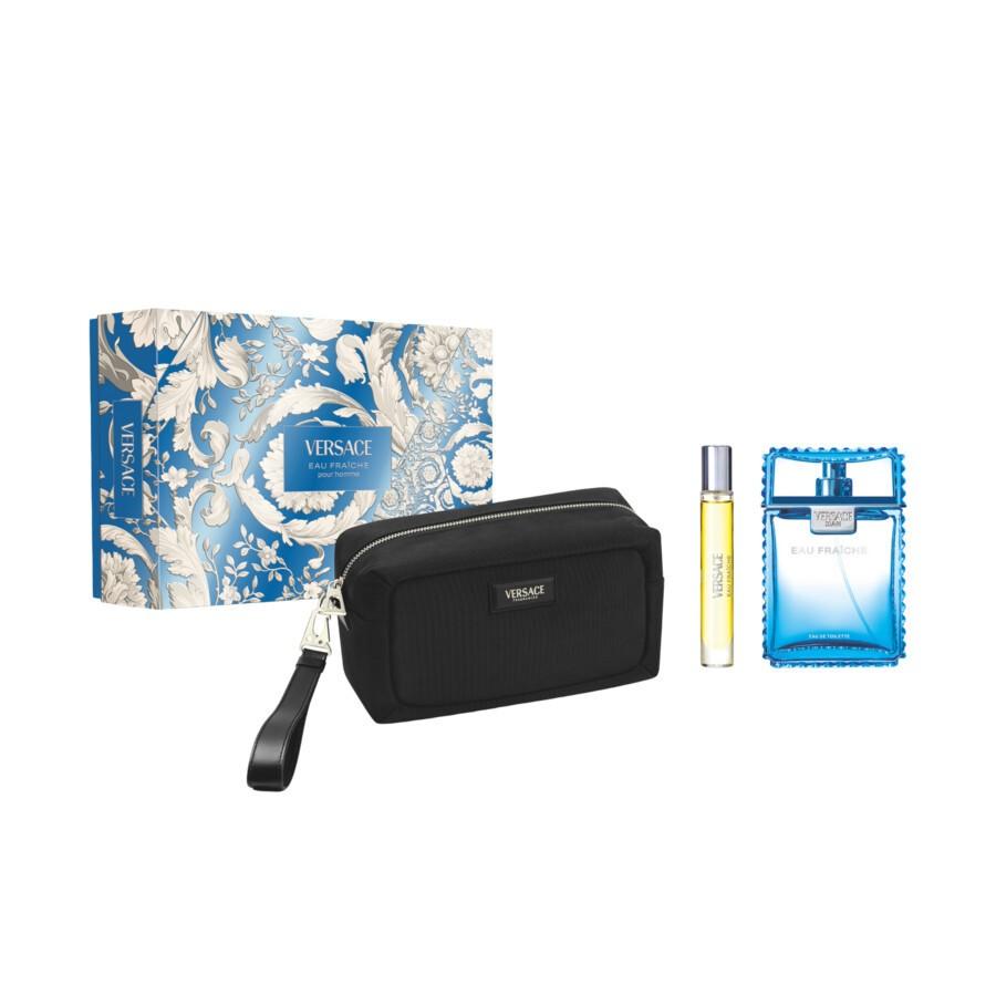 Versace cofanetto man eau fràche eau de toilette 100ml + travel spray 10ml + trousse