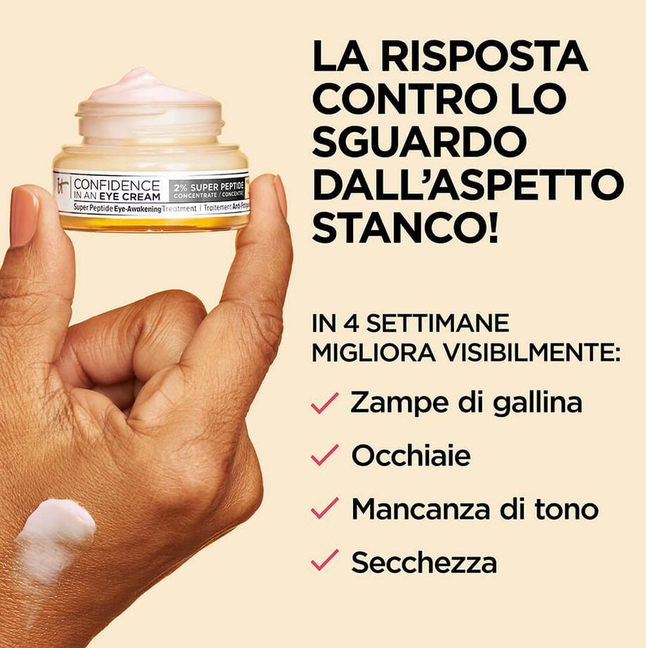 Confidence in an eye cream super peptide eye-awakening treatment