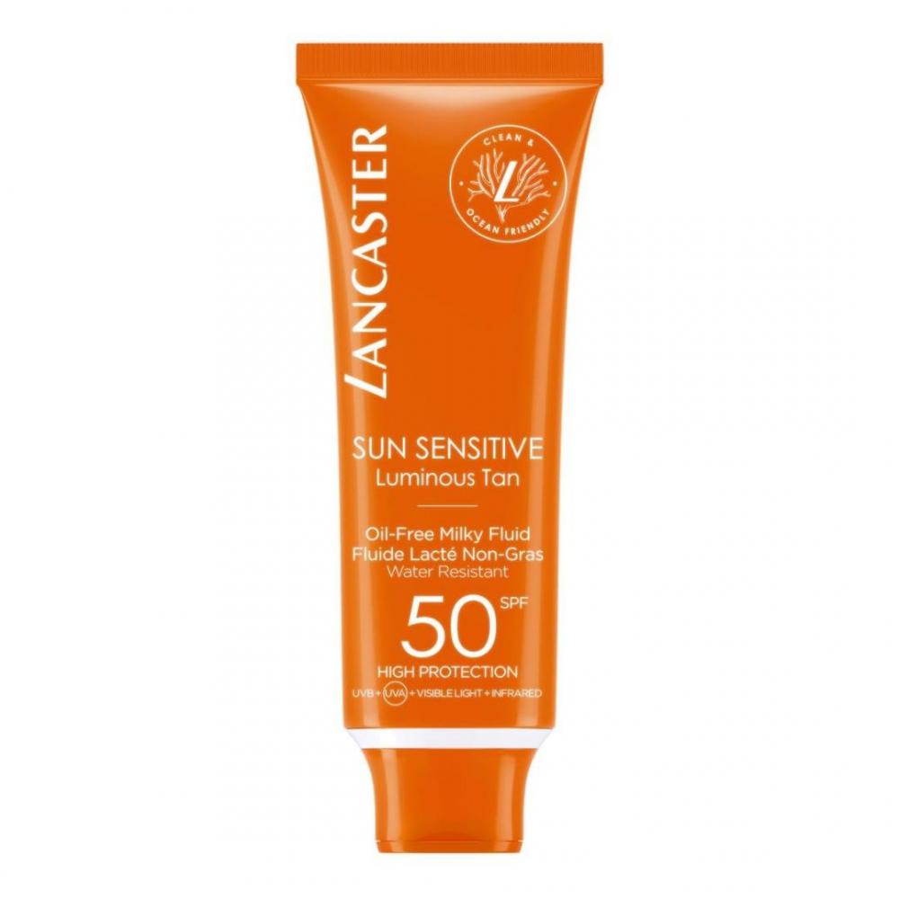 Sun sensitive latte fluido viso privo di oli spf 50