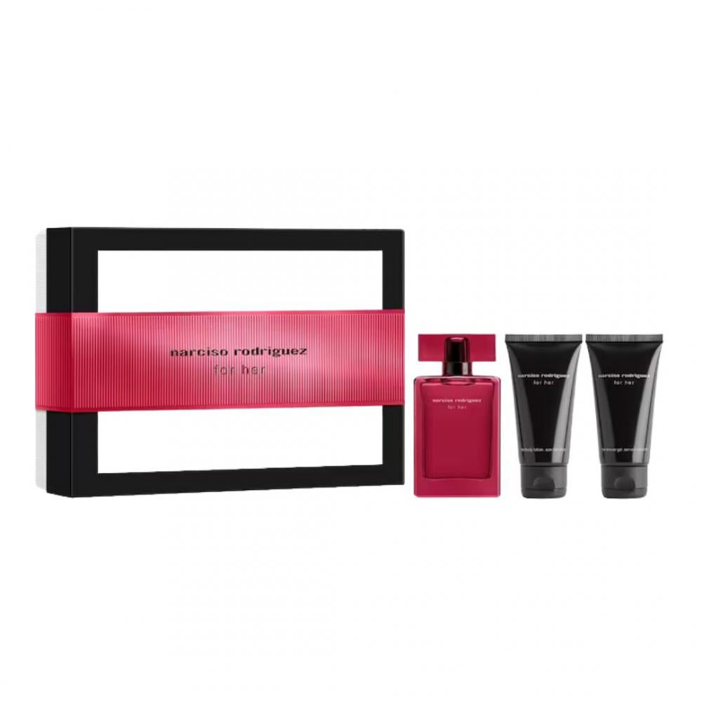 Narciso rodriguez cofanetto for her eau de parfum intense 50ml + body lotion 50ml + doccia 50ml