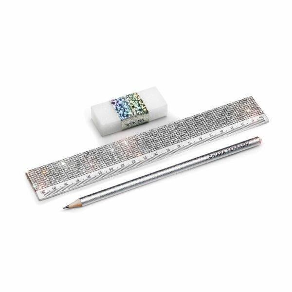 Blister righello,gomma,matita chiara ferragni