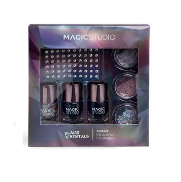Black crystals complete nail set