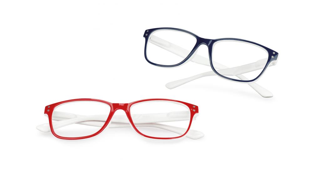 Occhiale da lettura + 1,00 2 pezzi blu bianco/ rosso bianco