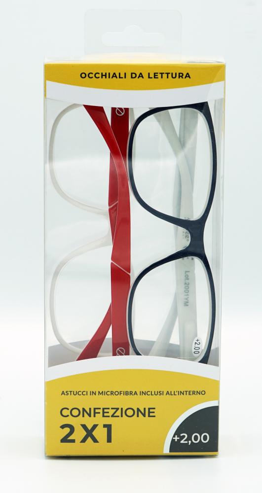 Occhiale da lettura + 1,00 2 pezzi blu bianco/ rosso bianco