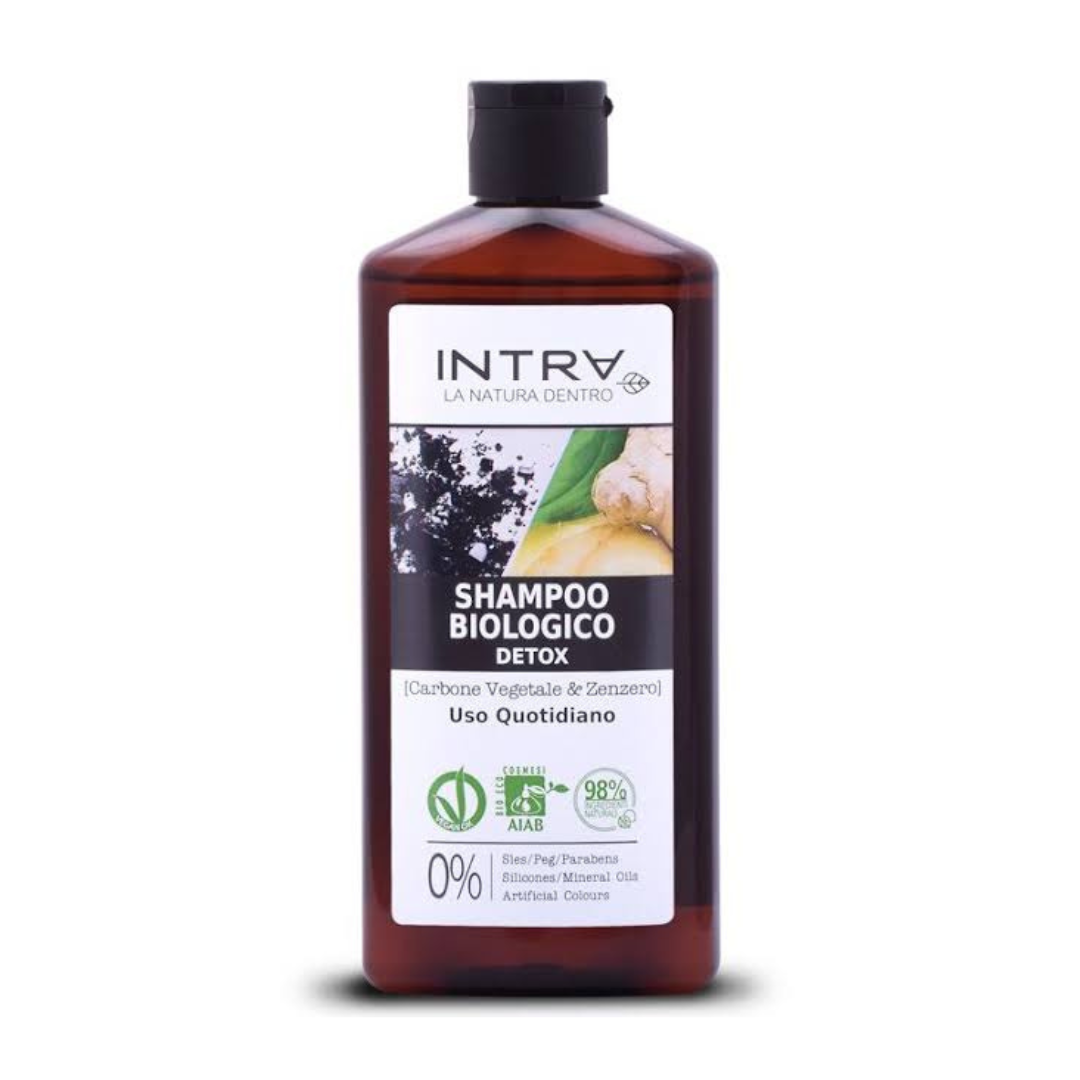 Shampoo biologico detox carbone vegetale e zenzero